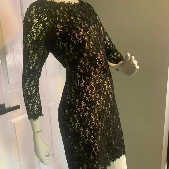 Eliza J Dress Womens 4 Black Lace Overlay Knee Length Event Party Sheath #304 - Picture 5 of 12